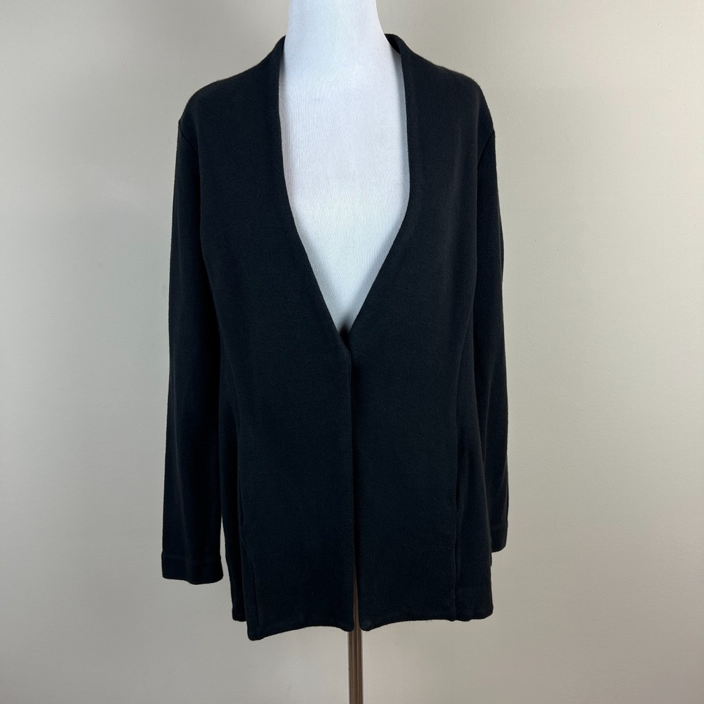 Nic+Zoe Cardigan Sweater Blazer Jacket Womens PM Black V-Neck Knit Office Career